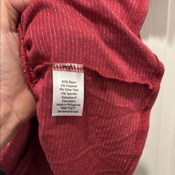 LC Lauren Conrad Red Puff Sleeve Peplum Blouse - Picture 6 of 11